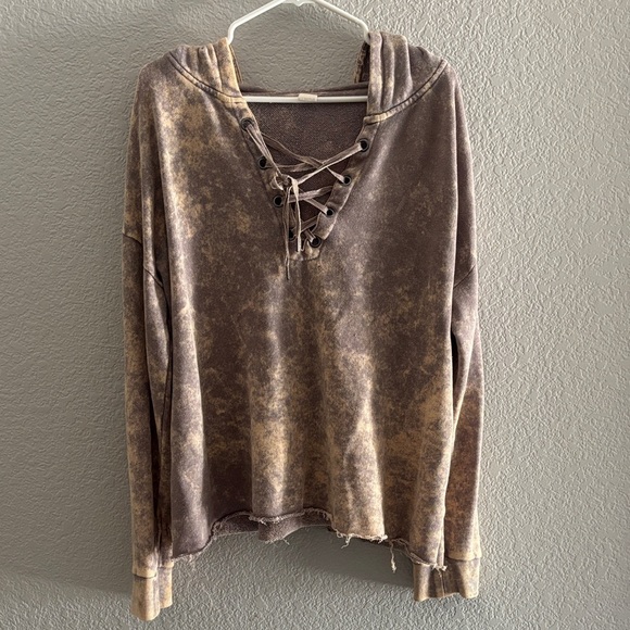 Wild pearl oversized Lace-Up Tie-Dye Women sweater - Picture 3 of 4